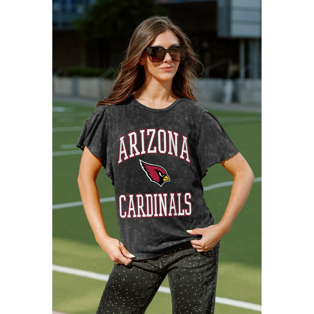 Arizona Cardinals Gameday Couture Women's Relaxed Flutter Sleeve T-Shirt - Black T-shirts