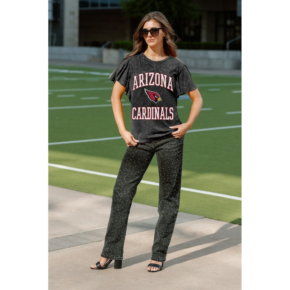 Arizona Cardinals Gameday Couture Women's Relaxed Flutter Sleeve T-Shirt - Black T-shirts