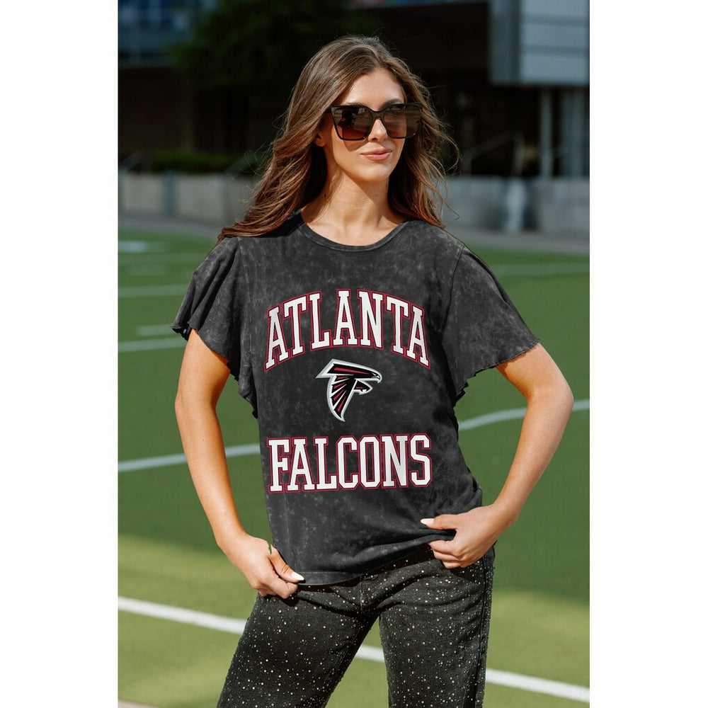 Atlanta Falcons Gameday Couture Women's Relaxed Flutter Sleeve T-Shirt - Black T-shirts