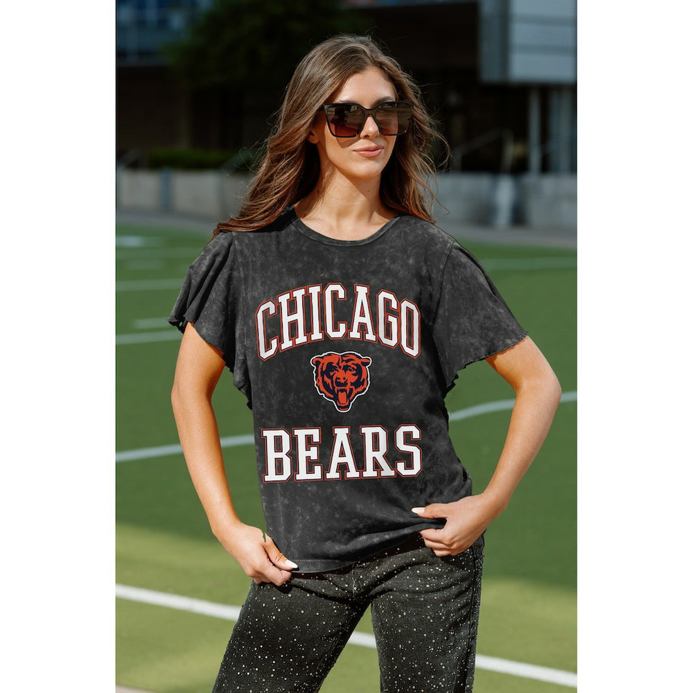 Chicago Bears Gameday Couture Women's Relaxed Flutter Sleeve T-Shirt - Black T-shirts