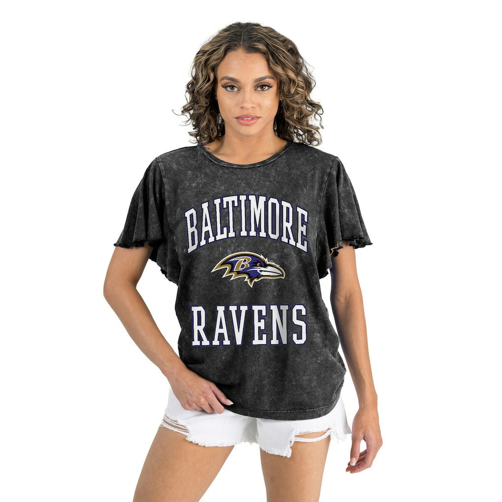 Baltimore Ravens Gameday Couture Women's Relaxed Flutter Sleeve T-Shirt - Black T-shirts