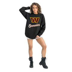 Washington Commanders Gameday Couture Women's Oversized Long Sleeve T-Shirt - Black T-shirts