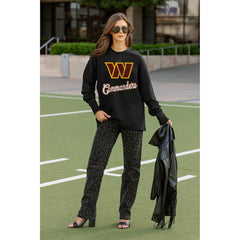 Washington Commanders Gameday Couture Women's Oversized Long Sleeve T-Shirt - Black T-shirts