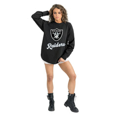 Las Vegas Raiders Gameday Couture Women's Oversized Long Sleeve T-Shirt - Black T-shirts