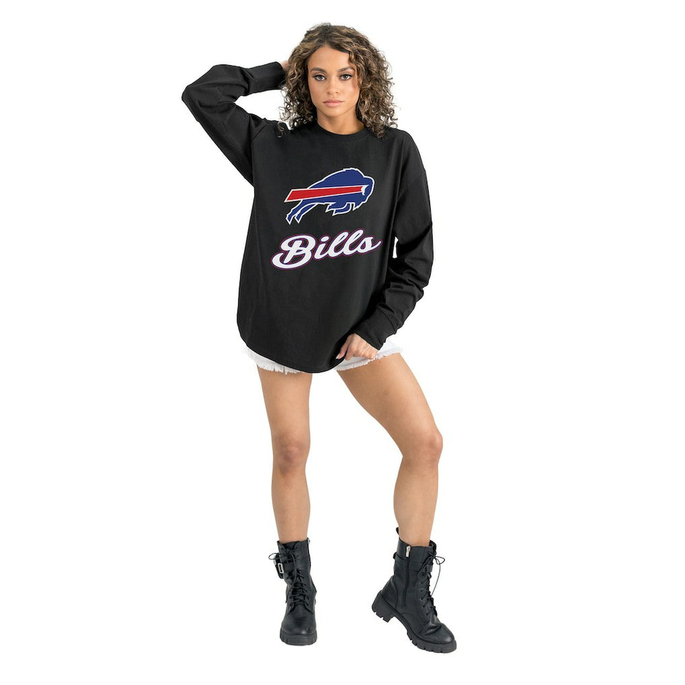 Buffalo Bills Gameday Couture Women's Oversized Long Sleeve T-Shirt - Black T-shirts