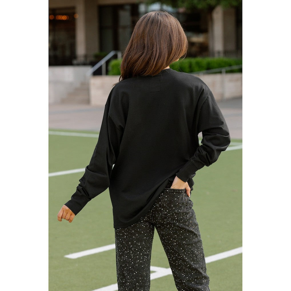 Cleveland Browns Gameday Couture Women's Oversized Long Sleeve T-Shirt - Black T-shirts