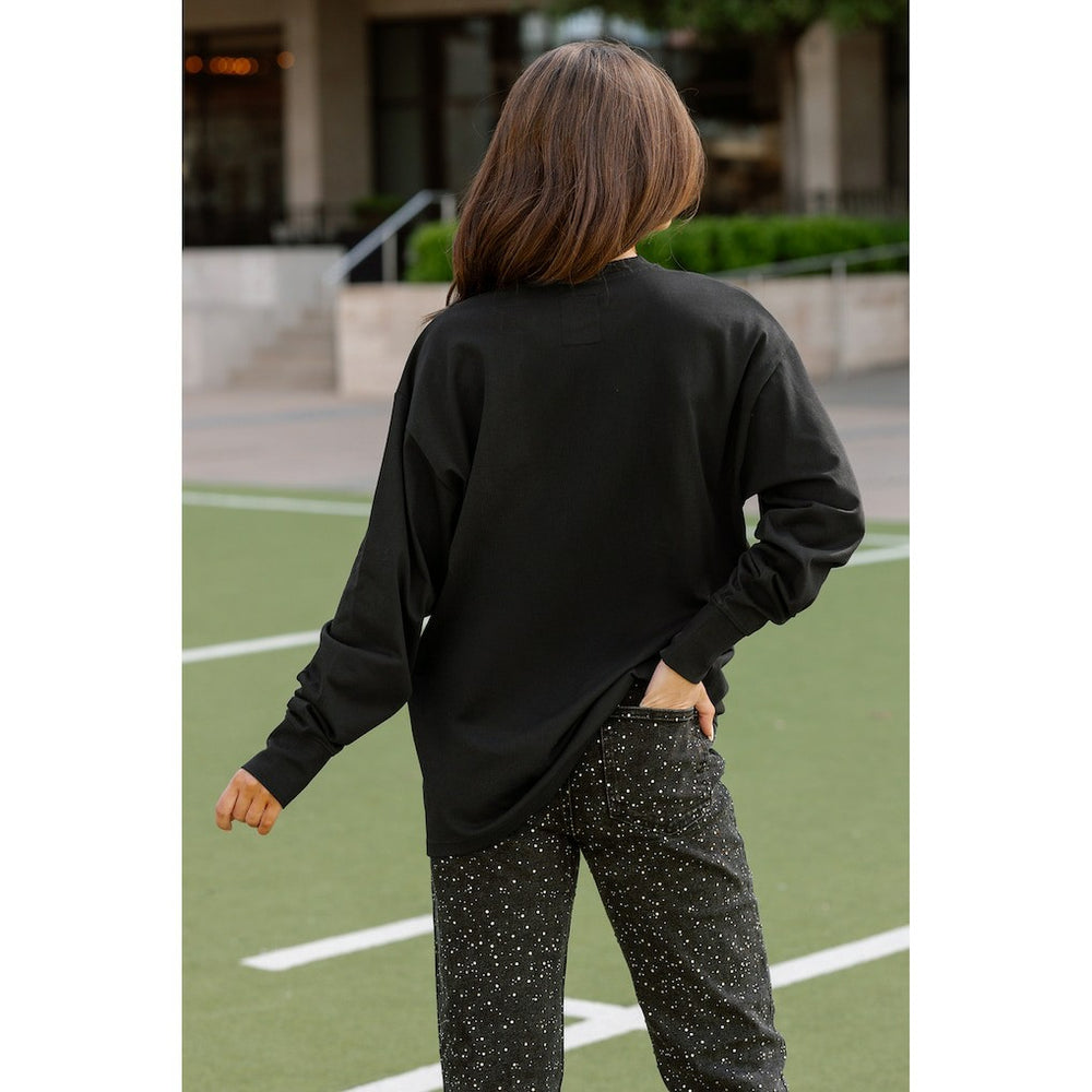 Houston Texans Gameday Couture Women's Oversized Long Sleeve T-Shirt - Black T-shirts