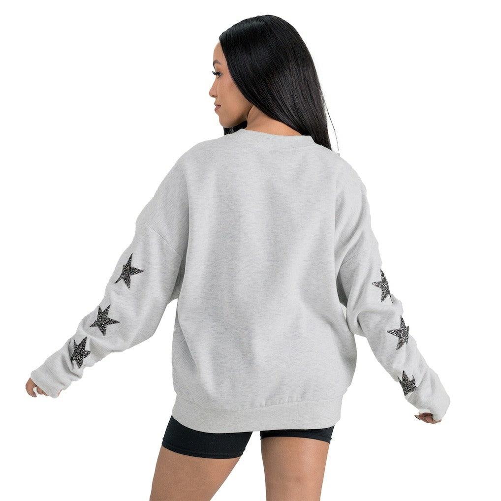 New York Jets Gameday Couture Women's Resilience Relaxed Rhinestone Pullover Sweatshirt - Ash Pullover