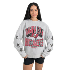 Tampa Bay Buccaneers Gameday Couture Women's Resilience Relaxed Rhinestone Pullover Sweatshirt - Ash Pullover