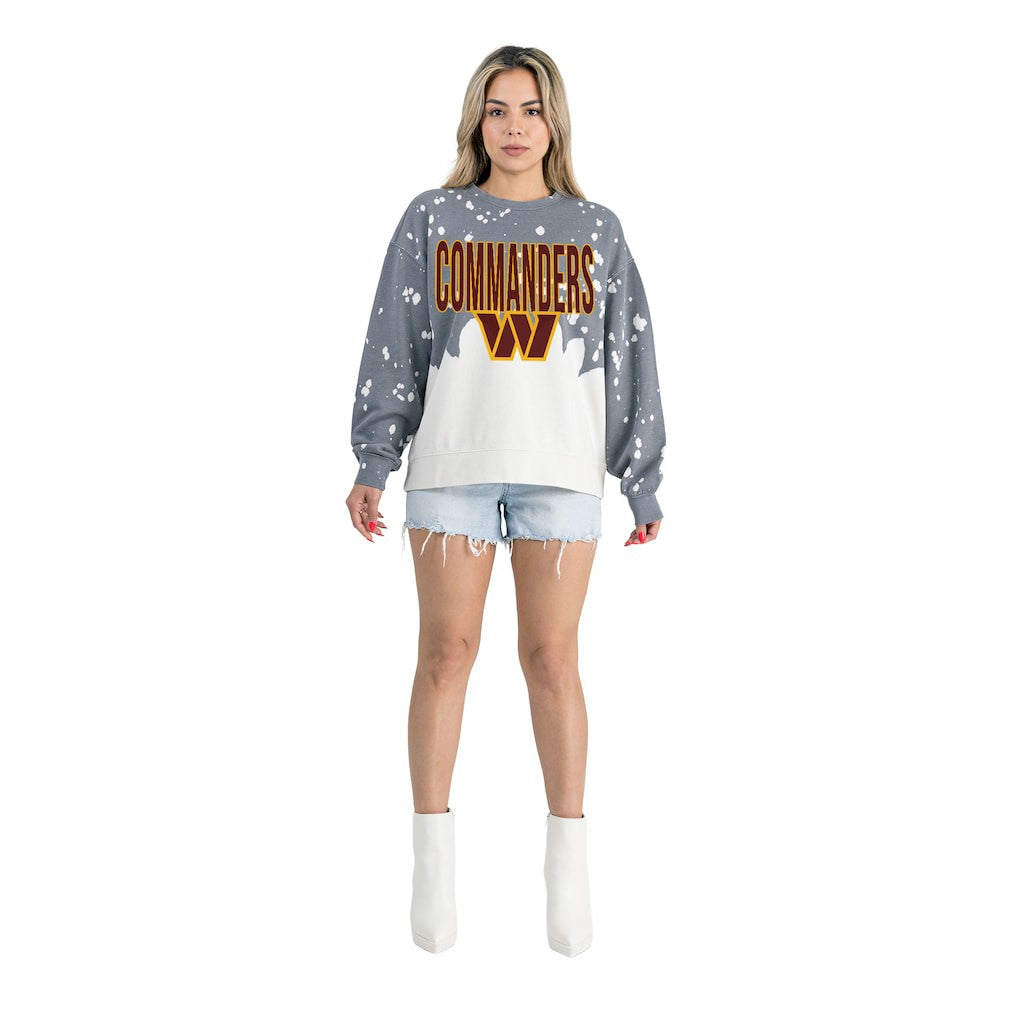 Washington Commanders Gameday Couture Women's Oversized Faded Wash Tri-Blend Pullover Sweatshirt - Gray Pullover
