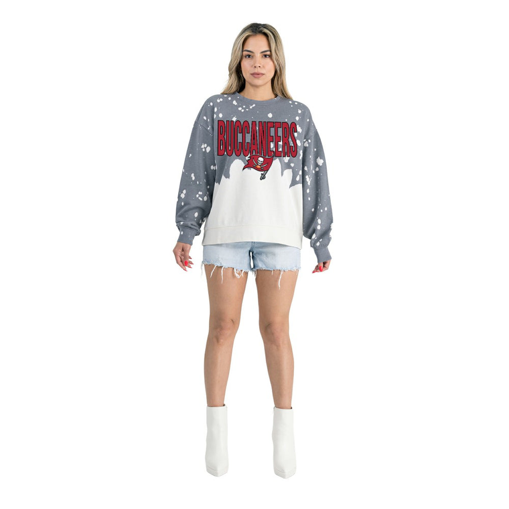 Tampa Bay Buccaneers Gameday Couture Women's Oversized Faded Wash Tri-Blend Pullover Sweatshirt - Gray Pullover