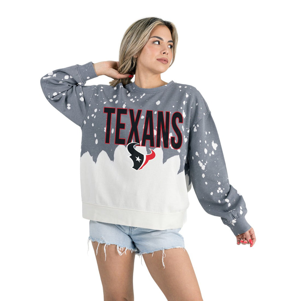 Houston Texans Gameday Couture Women's Oversized Faded Wash Tri-Blend Pullover Sweatshirt - Gray Pullover