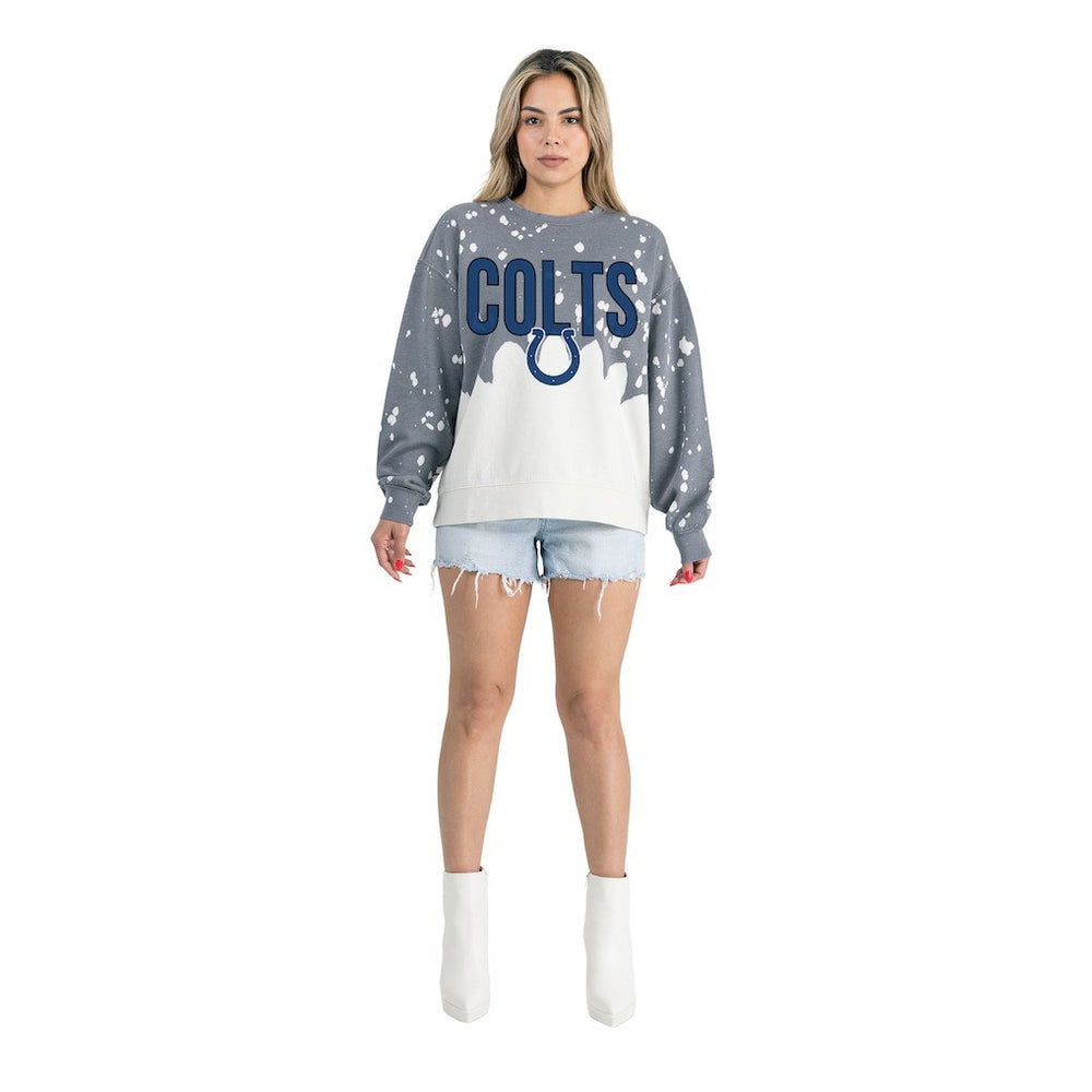Indianapolis Colts Gameday Couture Women's Oversized Faded Wash Tri-Blend Pullover Sweatshirt - Gray Pullover