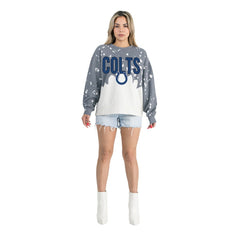 Indianapolis Colts Gameday Couture Women's Oversized Faded Wash Tri-Blend Pullover Sweatshirt - Gray Pullover