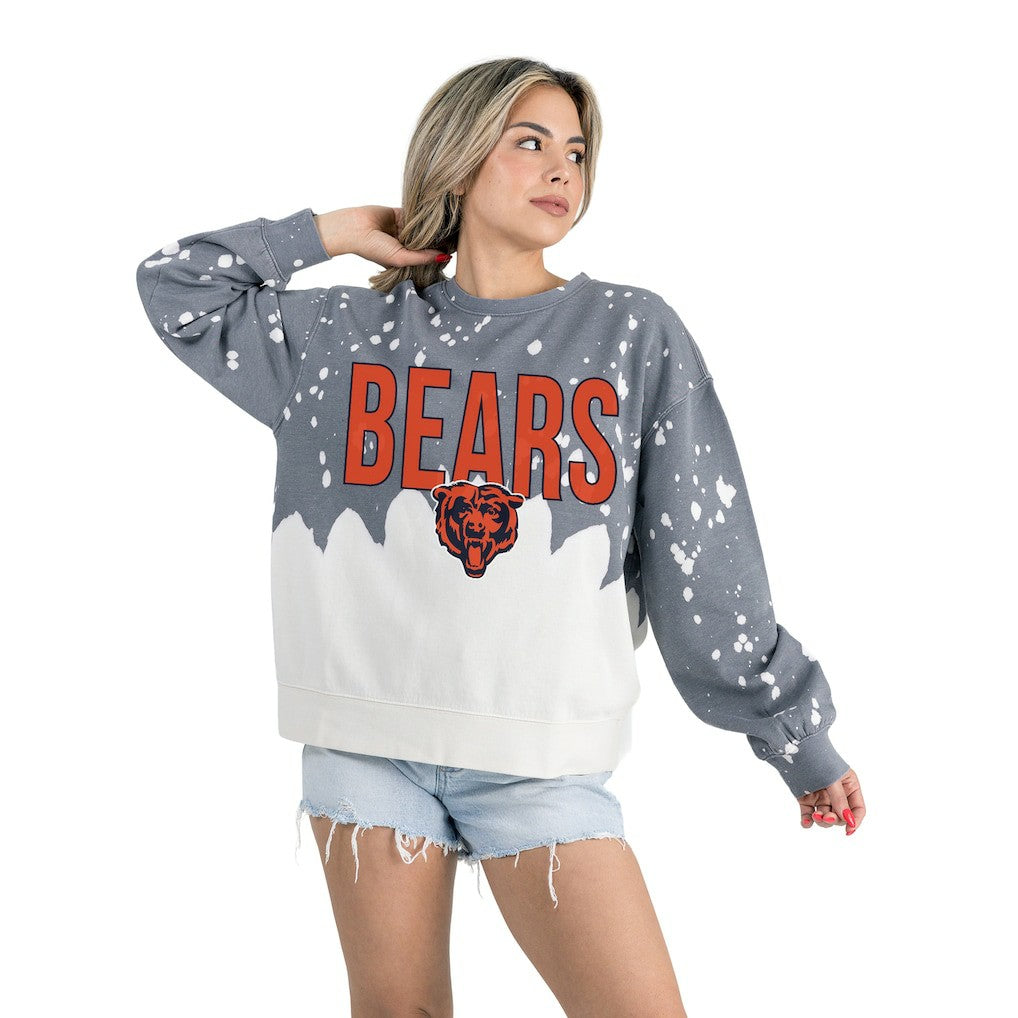 Chicago Bears Gameday Couture Women's Oversized Faded Wash Tri-Blend Pullover Sweatshirt - Gray Pullover