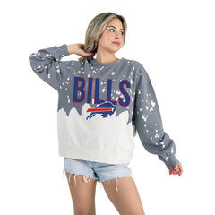 Buffalo Bills Gameday Couture Women's Oversized Faded Wash Tri-Blend Pullover Sweatshirt - Gray Pullover