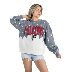 Atlanta Falcons Gameday Couture Women's Oversized Faded Wash Tri-Blend Pullover Sweatshirt - Gray Pullover