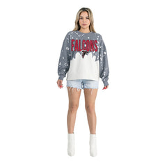 Atlanta Falcons Gameday Couture Women's Oversized Faded Wash Tri-Blend Pullover Sweatshirt - Gray Pullover