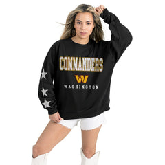 Washington Commanders Gameday Couture Women's Velocity Relaxed Rhinestone Pullover Sweatshirt - Black Pullover