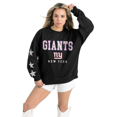 New York Giants Gameday Couture Women's Velocity Relaxed Rhinestone Pullover Sweatshirt - Black Pullover