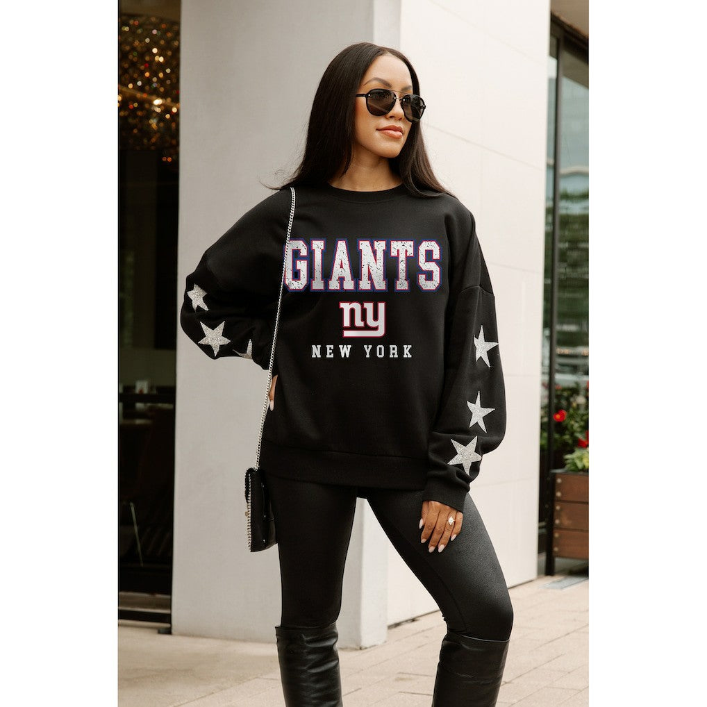 New York Giants Gameday Couture Women's Velocity Relaxed Rhinestone Pullover Sweatshirt - Black Pullover