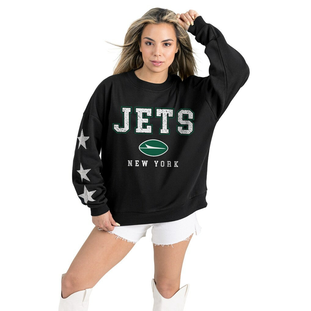 New York Jets Gameday Couture Women's Velocity Relaxed Rhinestone Pullover Sweatshirt - Black Pullover