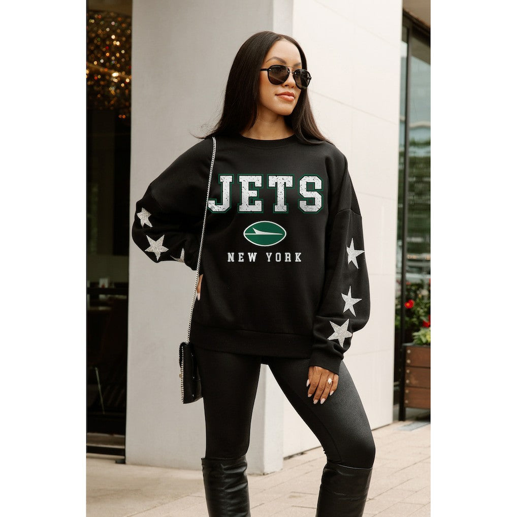 New York Jets Gameday Couture Women's Velocity Relaxed Rhinestone Pullover Sweatshirt - Black Pullover