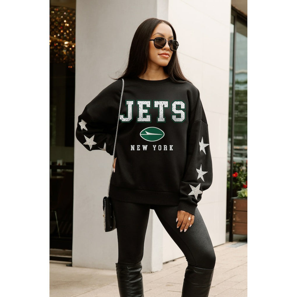 New York Jets Gameday Couture Women's Velocity Relaxed Rhinestone Pullover Sweatshirt - Black Pullover