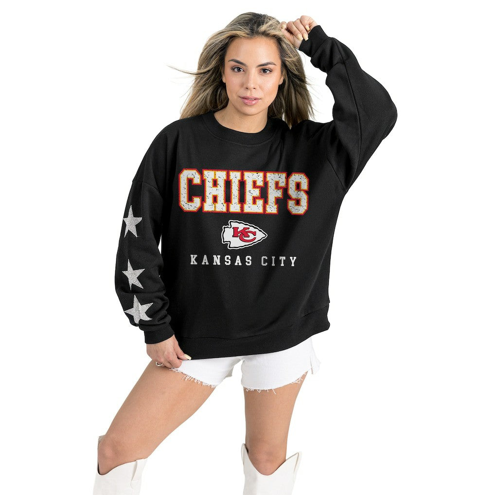 Kansas City Chiefs Gameday Couture Women's Velocity Relaxed Rhinestone Pullover Sweatshirt - Black Pullover