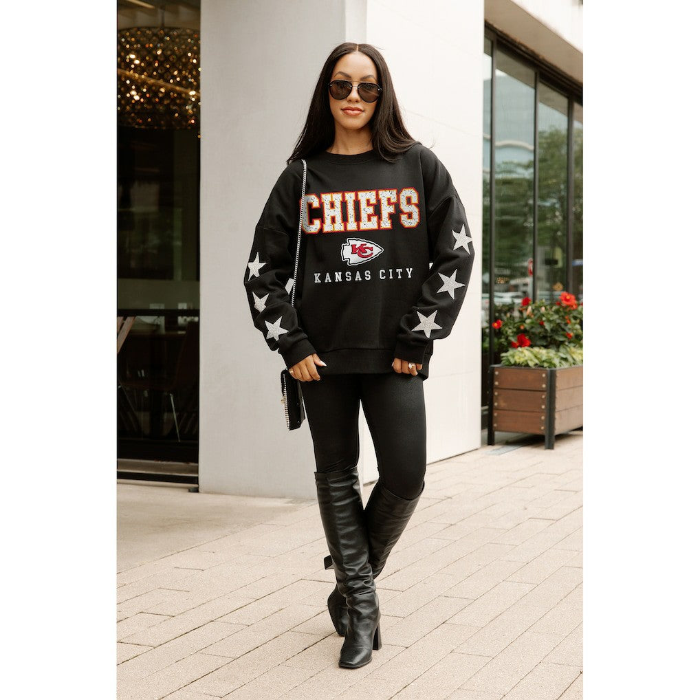 Kansas City Chiefs Gameday Couture Women's Velocity Relaxed Rhinestone Pullover Sweatshirt - Black Pullover