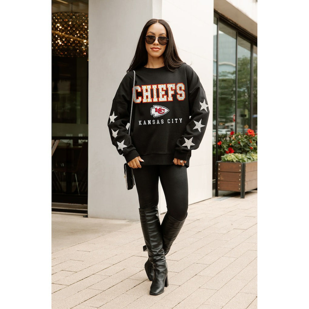 Kansas City Chiefs Gameday Couture Women's Velocity Relaxed Rhinestone Pullover Sweatshirt - Black Pullover