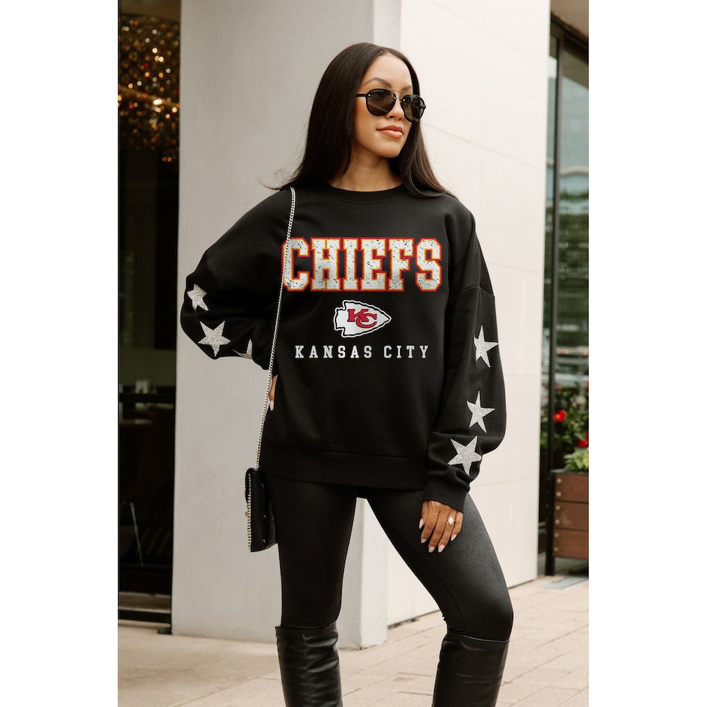 Kansas City Chiefs Gameday Couture Women's Velocity Relaxed Rhinestone Pullover Sweatshirt - Black Pullover