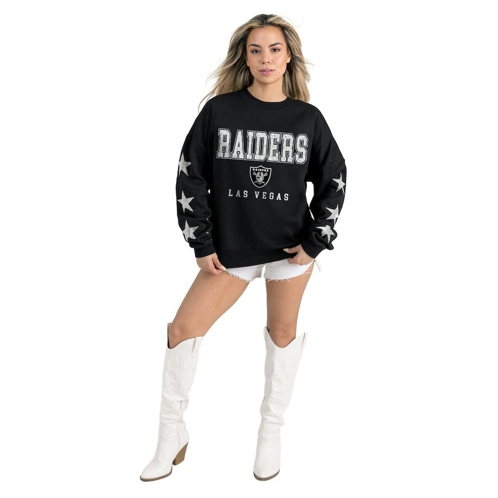 Las Vegas Raiders Gameday Couture Women's Velocity Relaxed Rhinestone Pullover Sweatshirt - Black Pullover