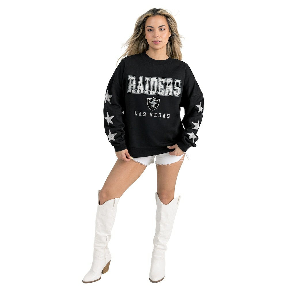 Las Vegas Raiders Gameday Couture Women's Velocity Relaxed Rhinestone Pullover Sweatshirt - Black Pullover