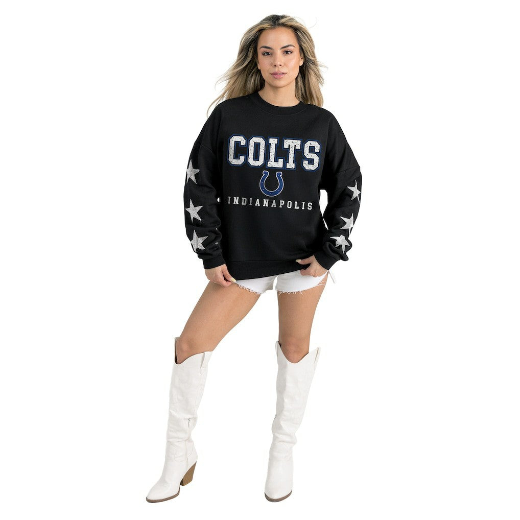 Indianapolis Colts Gameday Couture Women's Velocity Relaxed Rhinestone Pullover Sweatshirt - Black Pullover