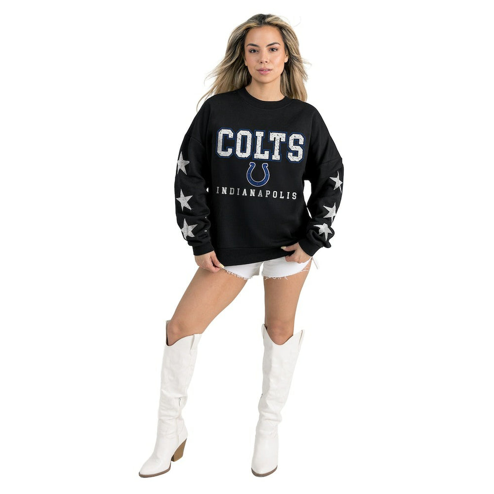 Indianapolis Colts Gameday Couture Women's Velocity Relaxed Rhinestone Pullover Sweatshirt - Black Pullover