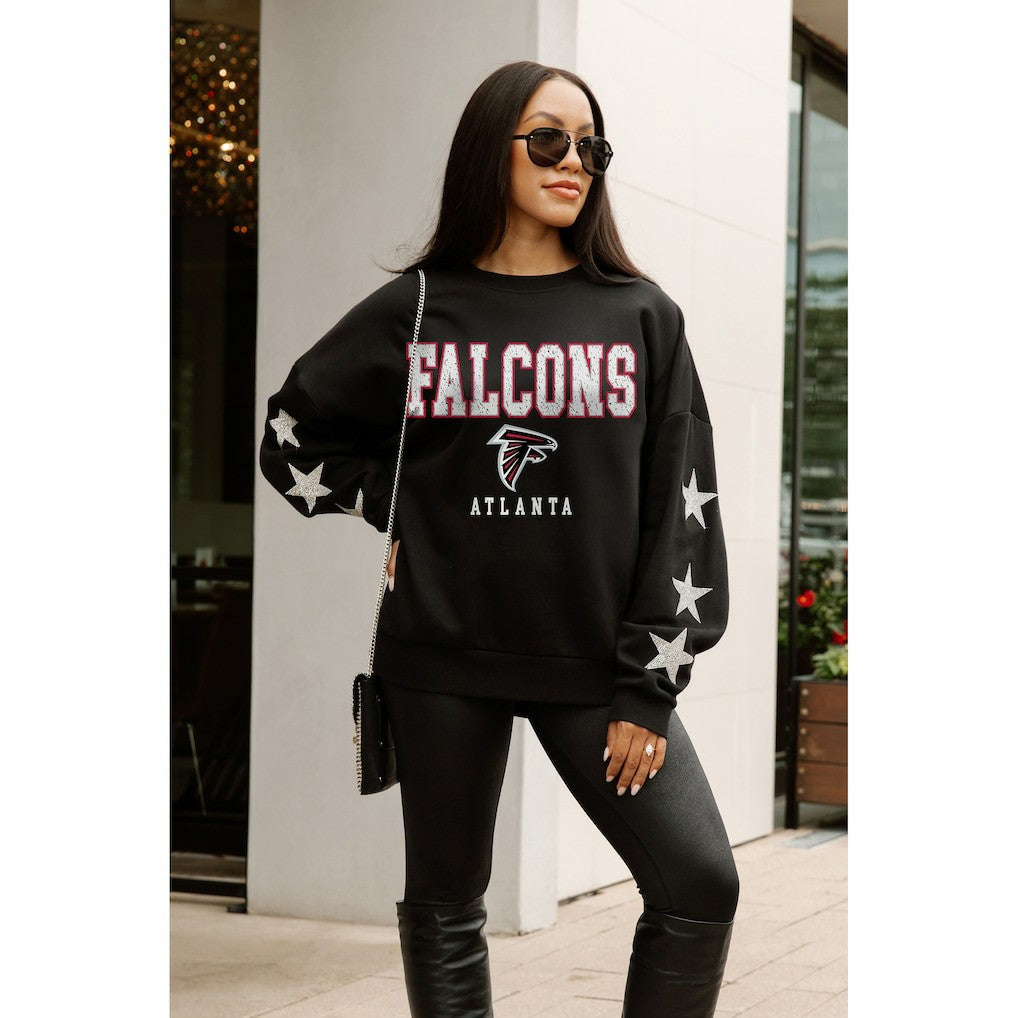 Atlanta Falcons Gameday Couture Women's Velocity Relaxed Rhinestone Pullover Sweatshirt - Black Pullover