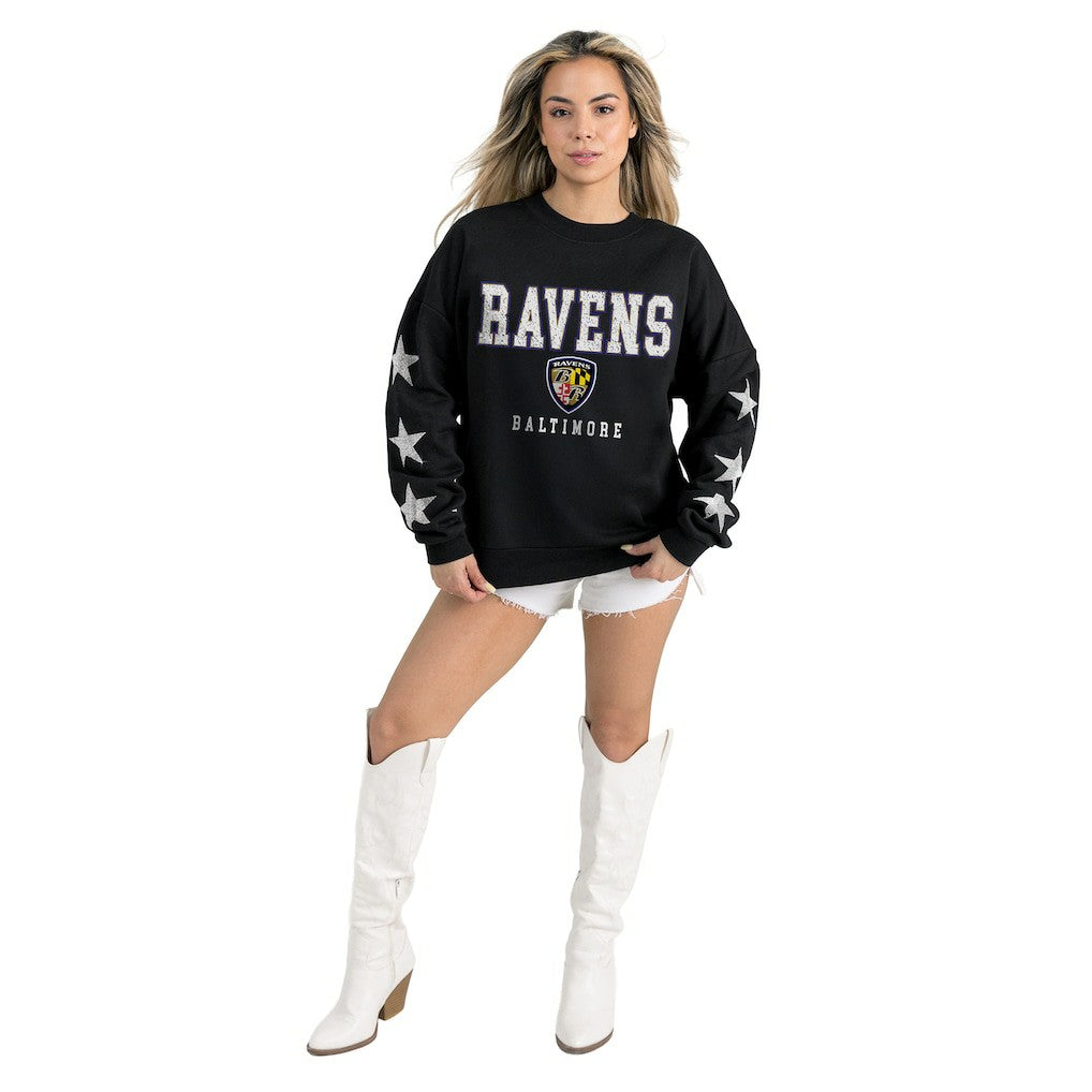Baltimore Ravens Gameday Couture Women's Velocity Relaxed Rhinestone Pullover Sweatshirt - Black Pullover