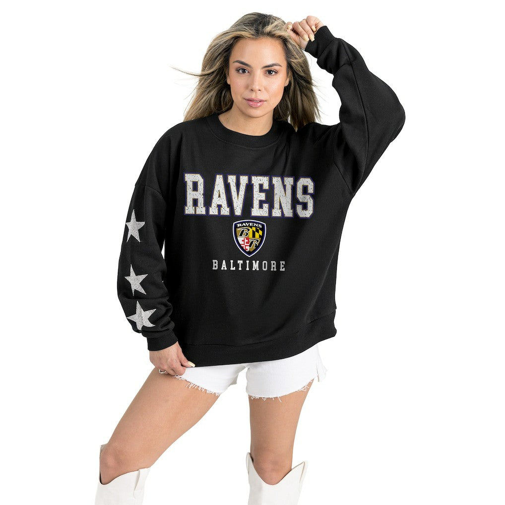 Baltimore Ravens Gameday Couture Women's Velocity Relaxed Rhinestone Pullover Sweatshirt - Black Pullover