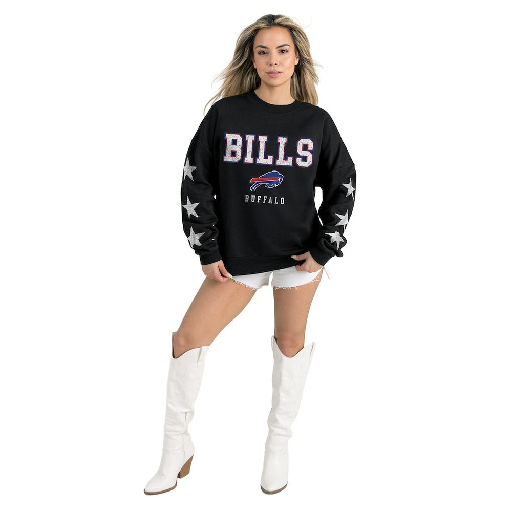 Buffalo Bills Gameday Couture Women's Velocity Relaxed Rhinestone Pullover Sweatshirt - Black Pullover