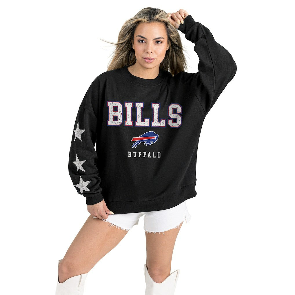 Buffalo Bills Gameday Couture Women's Velocity Relaxed Rhinestone Pullover Sweatshirt - Black Pullover