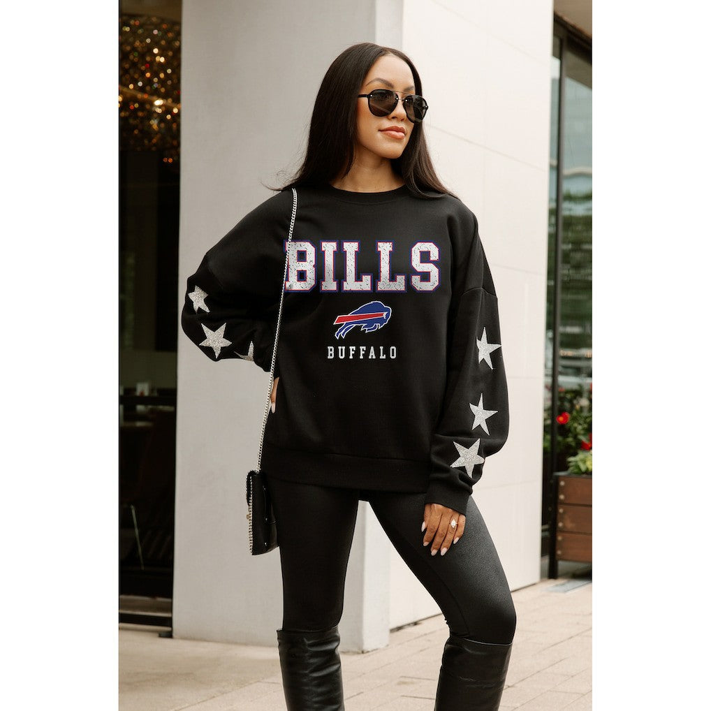 Buffalo Bills Gameday Couture Women's Velocity Relaxed Rhinestone Pullover Sweatshirt - Black Pullover