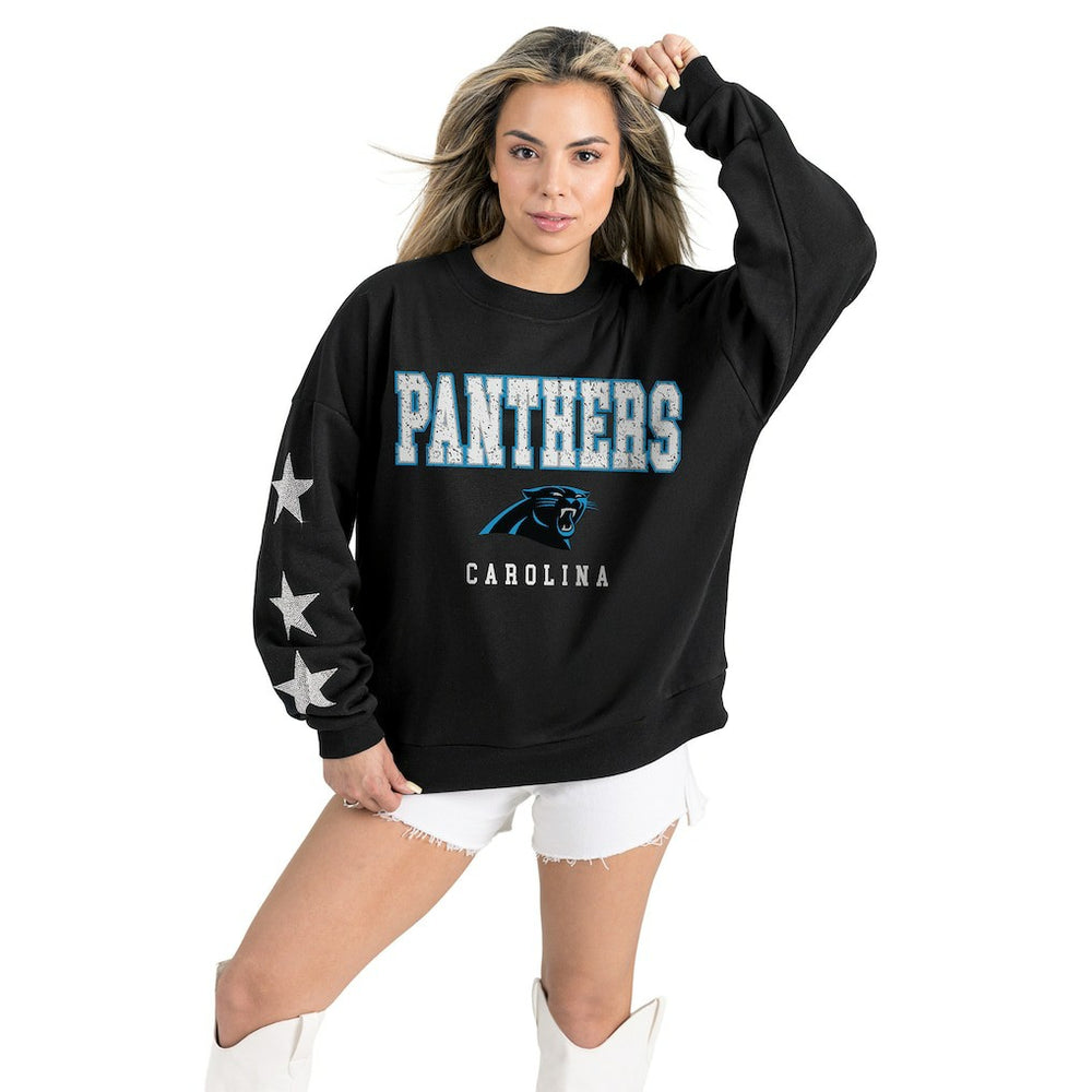 Carolina Panthers Gameday Couture Women's Velocity Relaxed Rhinestone Pullover Sweatshirt - Black Pullover