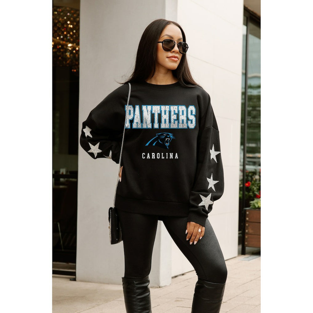Carolina Panthers Gameday Couture Women's Velocity Relaxed Rhinestone Pullover Sweatshirt - Black Pullover