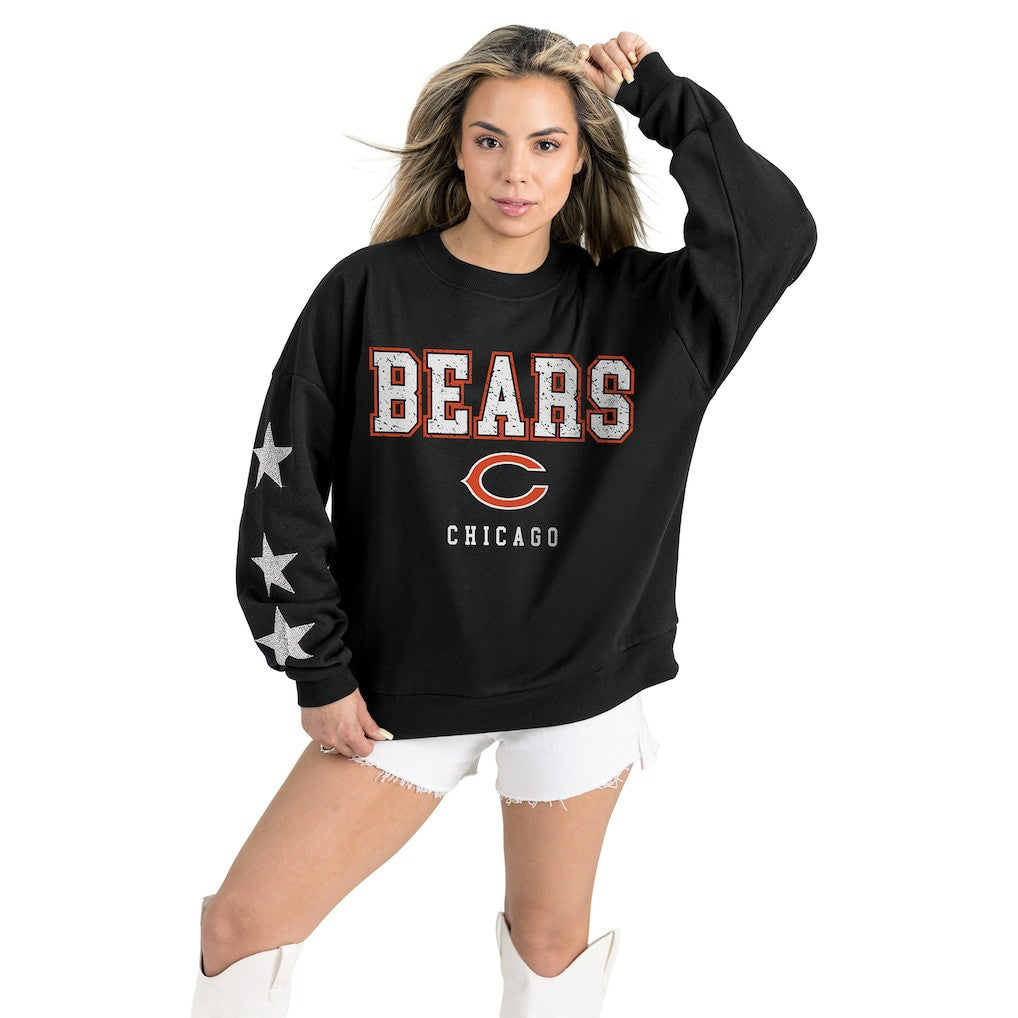 Chicago Bears Gameday Couture Women's Velocity Relaxed Rhinestone Pullover Sweatshirt - Black Pullover