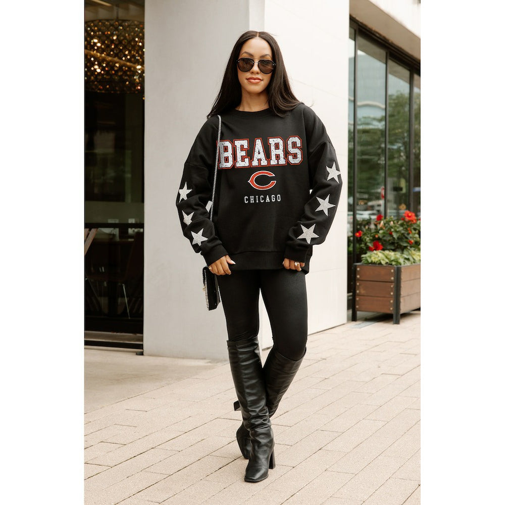 Chicago Bears Gameday Couture Women's Velocity Relaxed Rhinestone Pullover Sweatshirt - Black Pullover