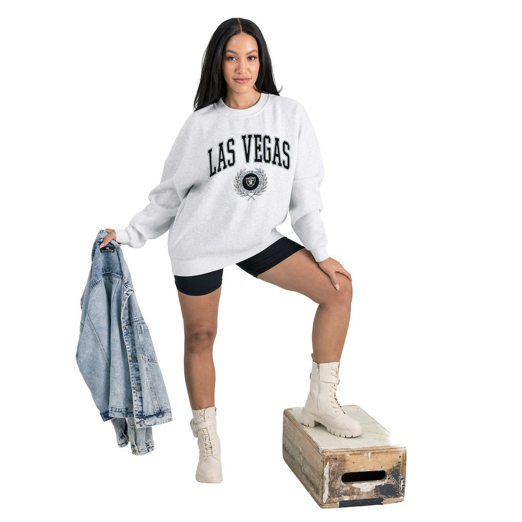 Las Vegas Raiders Gameday Couture Women's Traditional Logo Oversized Premium Fleece Pullover Sweatshirt - Ash Pullover