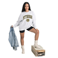 Pittsburgh Steelers Gameday Couture Women's Traditional Logo Oversized Premium Fleece Pullover Sweatshirt - Ash Pullover