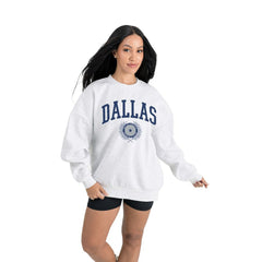 Dallas Cowboys Gameday Couture Women's Traditional Logo Oversized Premium Fleece Pullover Sweatshirt - Ash Pullover