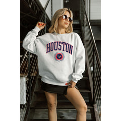 Houston Texans Gameday Couture Women's Traditional Logo Oversized Premium Fleece Pullover Sweatshirt - Ash Pullover